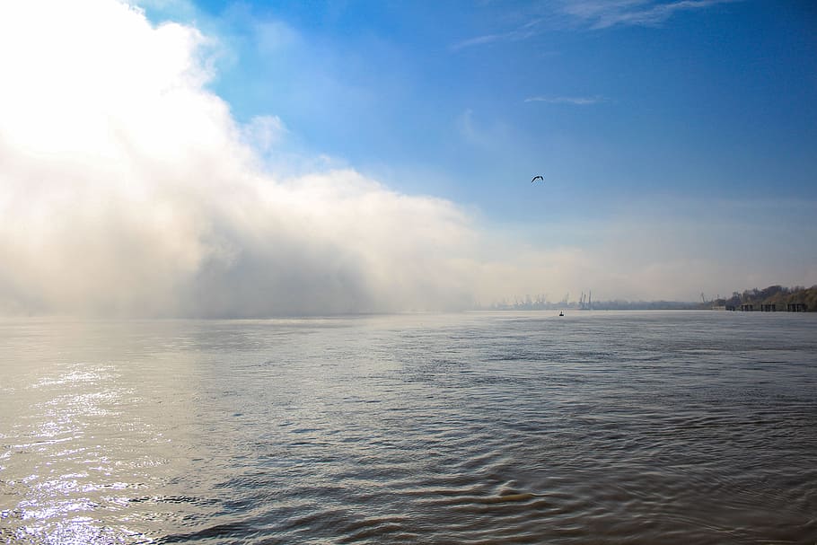 Fog, River, Danube, Water, Mist, Travel, cloud, scenery, blue HD wallpaper