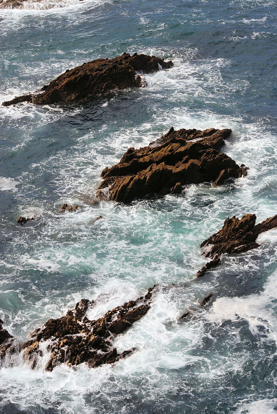 rocks, sea, crashing waves, tide, low tide, high tide, water, HD wallpaper