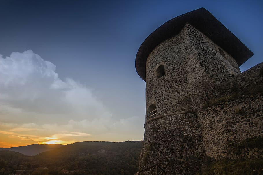 architecture, dawn, dusk, landscape, mountain, outdoors, sunrise HD wallpaper