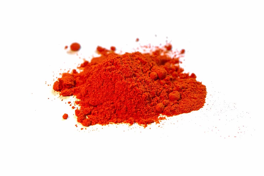 red powder, clear, kitchen, single, one, paprika, spice, macro HD wallpaper