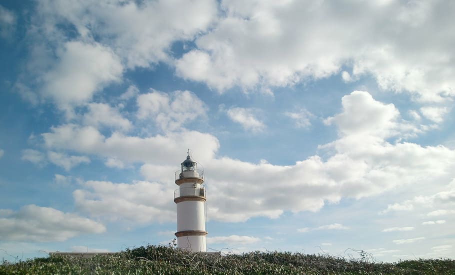 lighthouse, sky, clouds, mood, cloud - sky, tower, guidance HD wallpaper