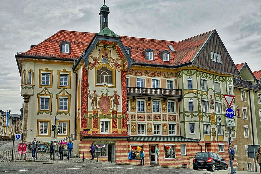Bad Tolz, Town Hall, Village, River, cityscape, historic, architecture, HD wallpaper