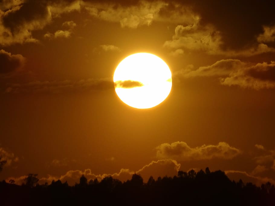 sunset, eventide, sol, horizon, clouds, landscape, dusk, afternoon HD wallpaper