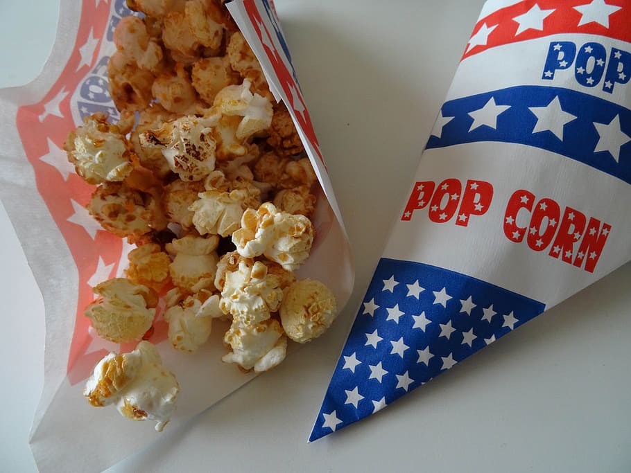 popcorn, funfair, sugar, food, food and drink, flag, indoors HD wallpaper