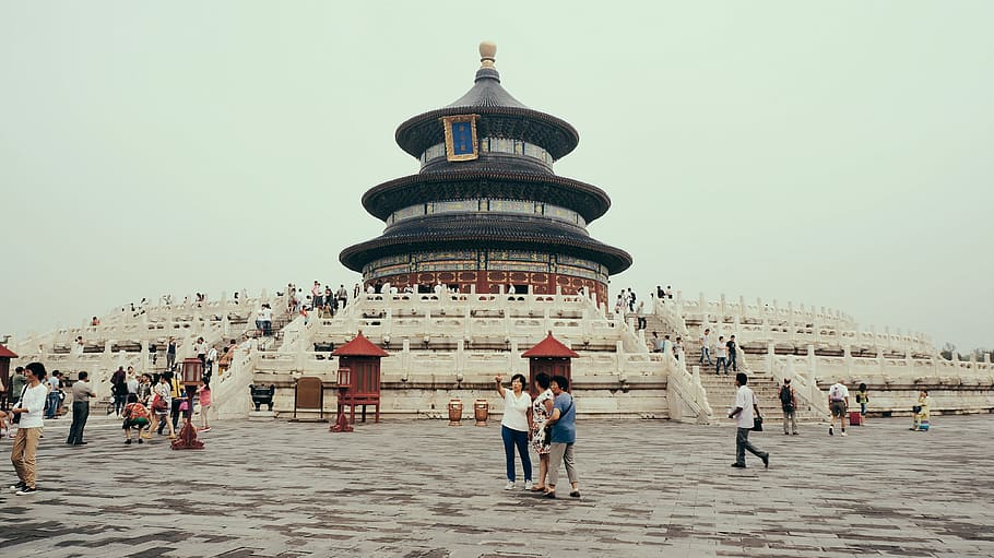 white and black temple during day time, asia, famous Place, architecture HD wallpaper