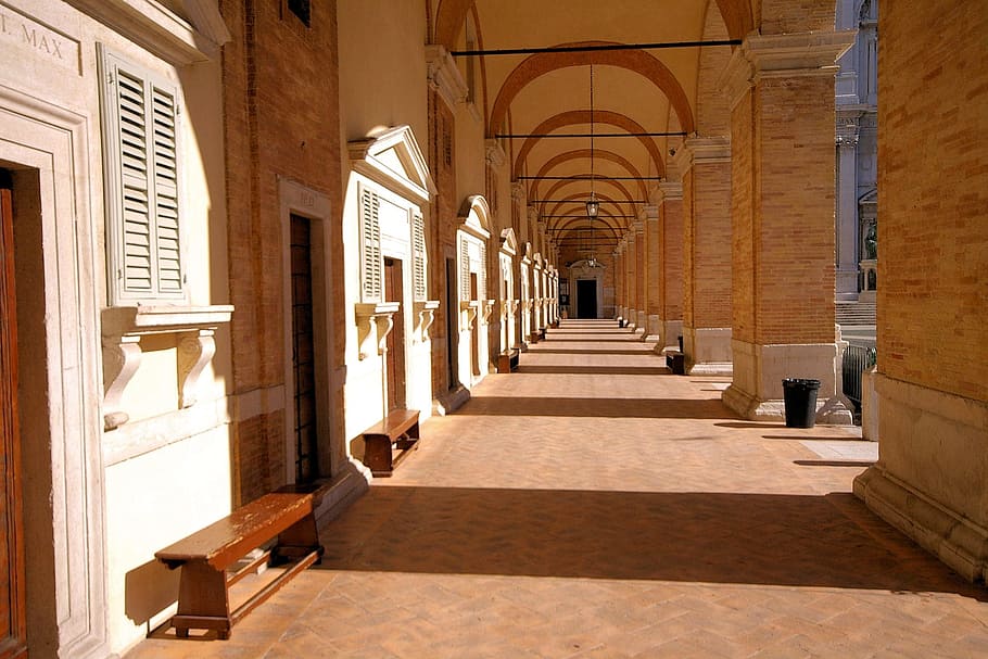 loreto, italy, shrine, basilica, mary's house, hallway, architecture, HD wallpaper