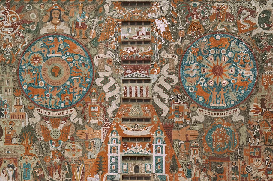 central library, unam, biblioteca central, mosaic, mexico city, HD wallpaper