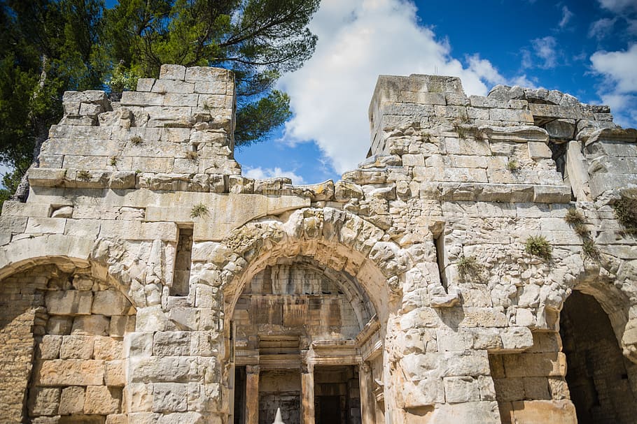 nimes, temple of diana, in front, history, gardens of the fountain, HD wallpaper