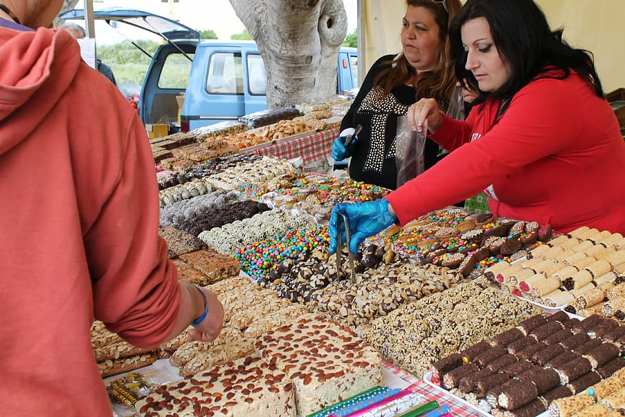 malta, market, food, sweets, maltese, traditional, women, retail