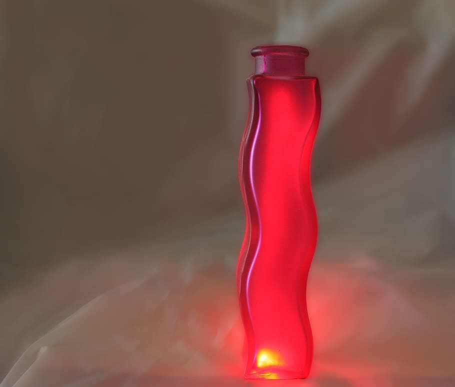 Vase, Cloth, Deco, Close, Open, red, light, white, lights, bottle HD wallpaper