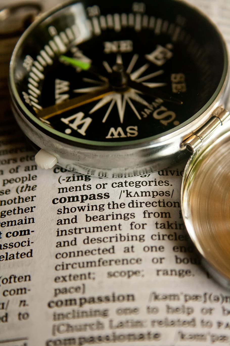gray and black compass on book, definition, word, dictionary HD wallpaper