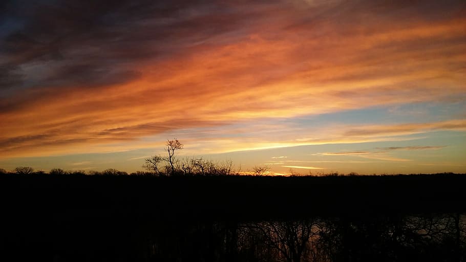 Sunset, Sky, Landscape, Evening, Clouds, outdoor, sunset landscape HD wallpaper