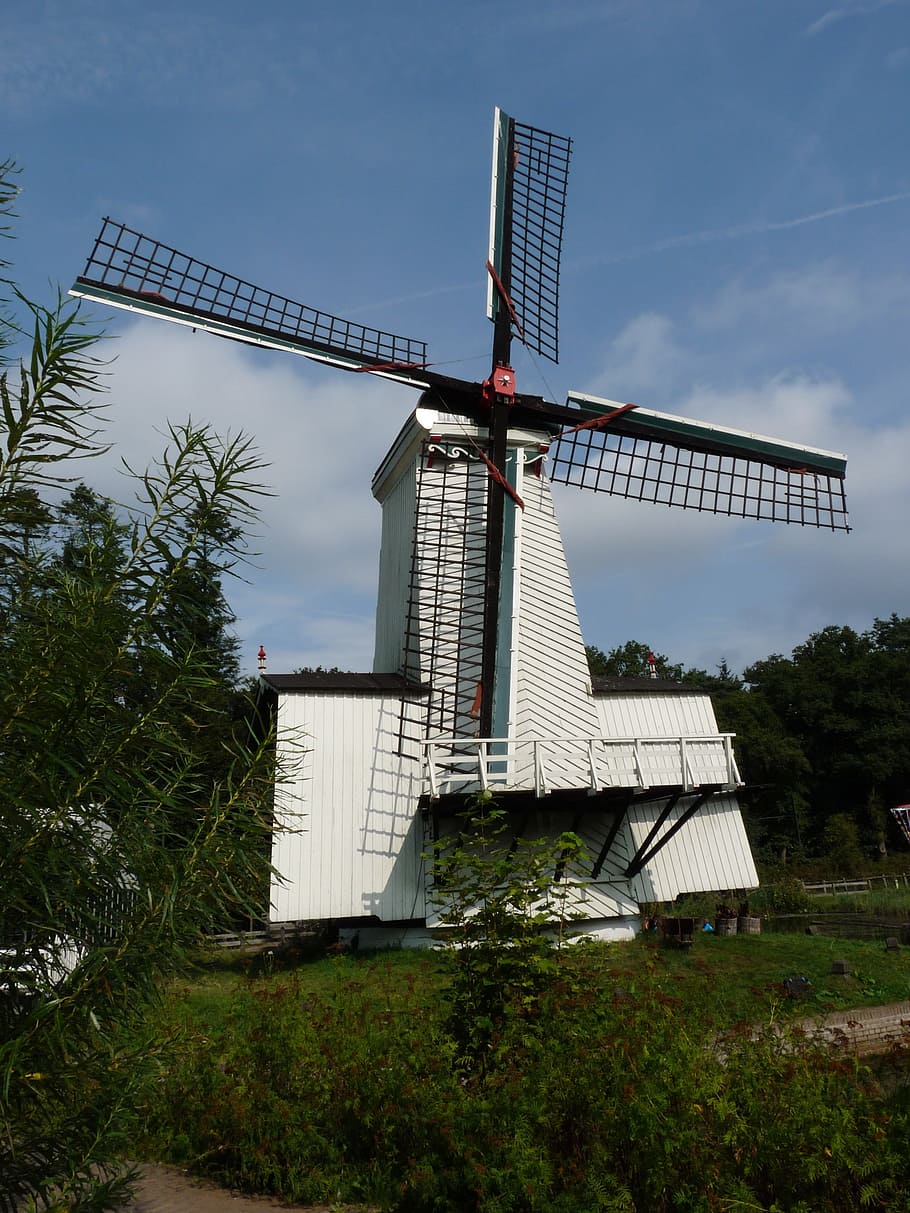 Mill, Building, Windmill, Wing, Clouds, sky, niederrhein, netherlands HD wallpaper