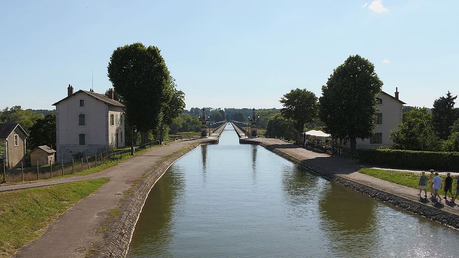 Aqueduct, Briare, Water, Courses, France, water courses, burgundy, HD wallpaper