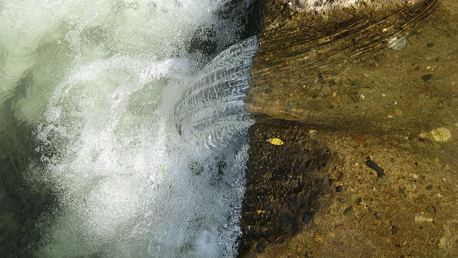 water, cascade, stream, high angle view, motion, no people HD wallpaper