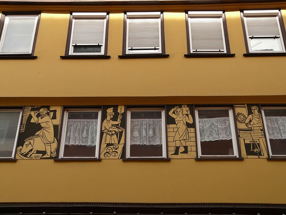 facade, facade paint, home, window, hauswand, house facade HD wallpaper