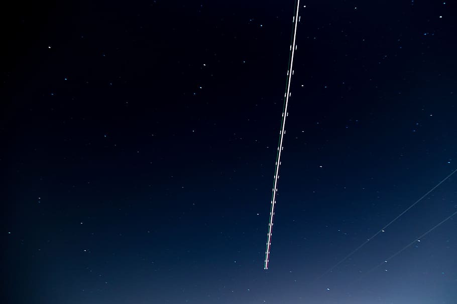 night, sky, airplanes, night sky, space, night sky stars, dark HD wallpaper