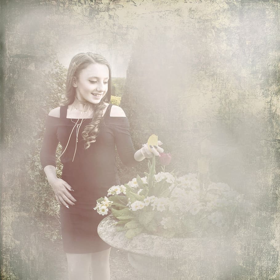fog, flowers, model, women, one Person, people, females, adult HD wallpaper