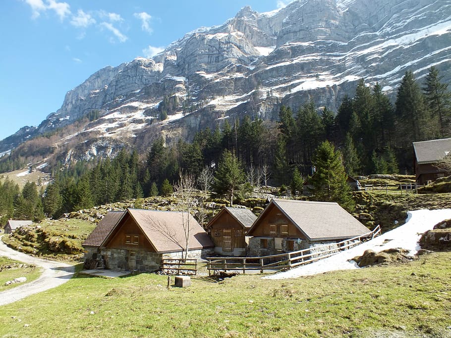 Mountain Hut, Spring, Alpine, Mountains, nature, house, built structure HD wallpaper