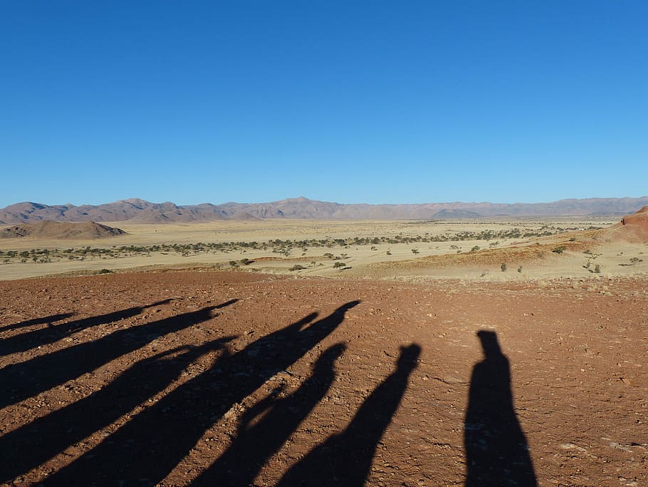 Desert Landscape, Silhouettes, shadow play, namibia, arid climate HD wallpaper