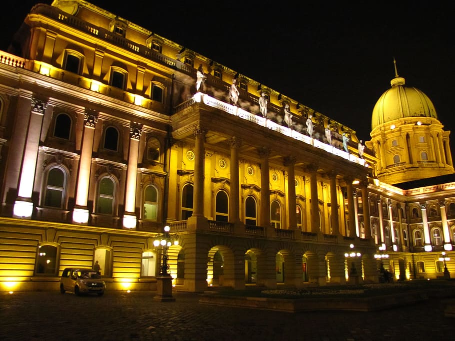 Buda, Building, In The Evening, lighting, illuminations, night HD wallpaper