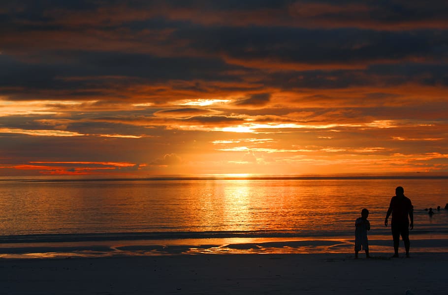 Sea, Sunset, Twilight, Dusk, the sea, sea ​​dusk, kei islands, HD wallpaper