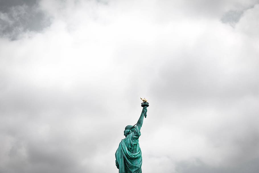 Statue of Liberty, New York, landmark, cloud, sky, sculpture HD wallpaper
