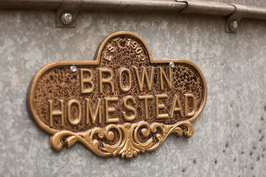 brown, homestead, sign, real-estate, house, entrance, text, HD wallpaper