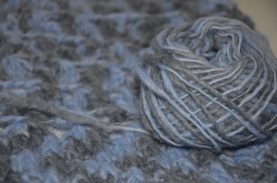knitting, hobby, tangle, wool, blue, pattern, leisure, needlework HD wallpaper