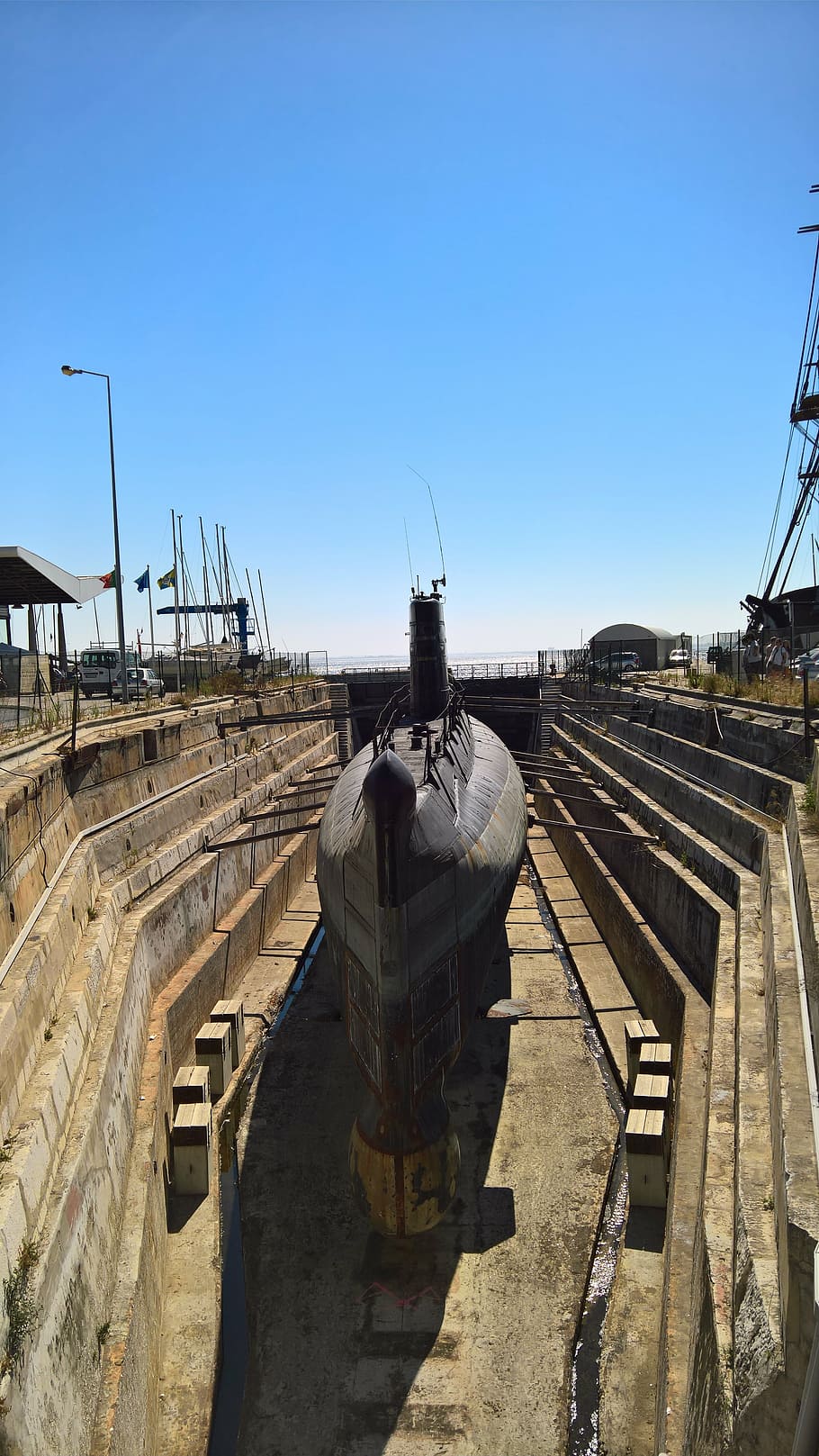 submarine, boat, ship, sky, clear sky, sunlight, nature, day HD wallpaper