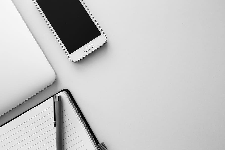 Close-up of Paper, black-and-white, electronics, notebook, notepad HD wallpaper