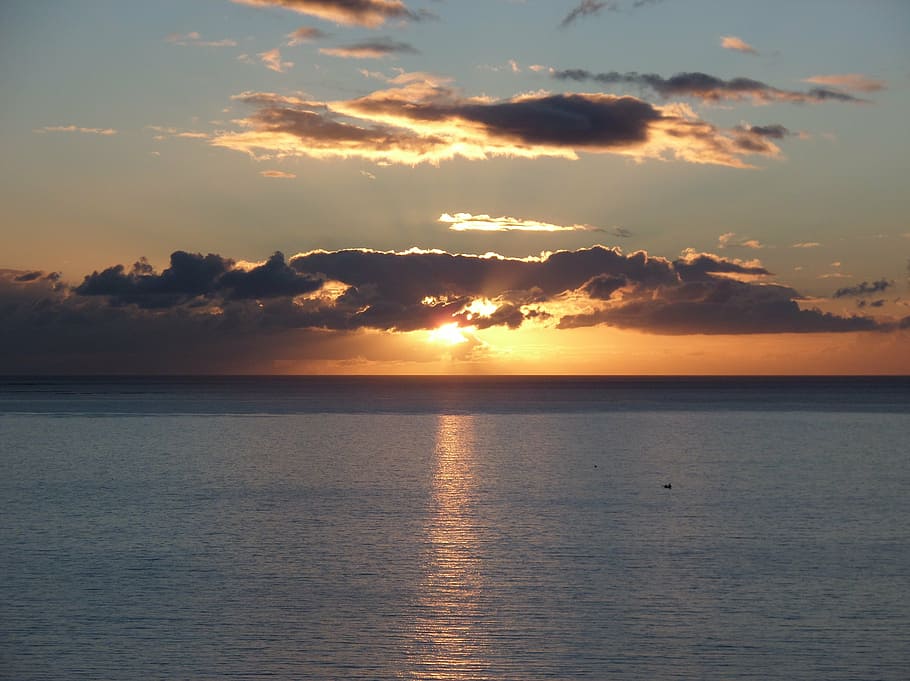 sunrise, island, atlantic ocean, gran canaria, playa del ingles, HD wallpaper