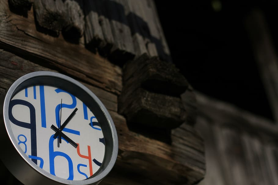 clock, wall, wooden, time, seconds, clock face, watch, time clock HD wallpaper