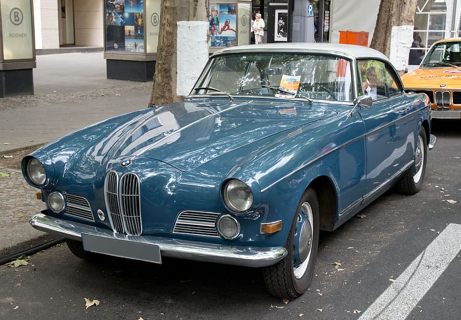 auto, bmw, oldtimer, coupe, vehicle, transport system, show HD wallpaper