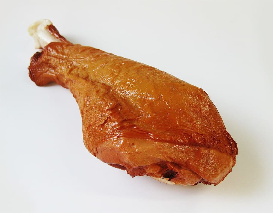 roasted chicken drumstick on white surface, Turkey, Leg, Food, HD wallpaper