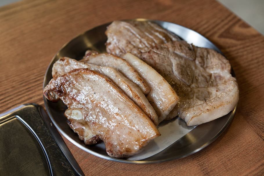 meat on plate, pork, food and drink, indoors, close-up, no people HD wallpaper