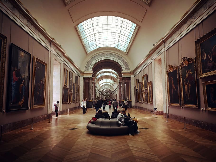 architecture, inside, indoors, column, ceiling, hallway, building HD wallpaper