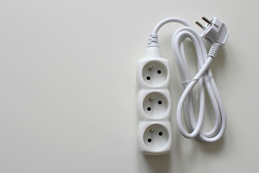 white power strip, Socket, Cable, Power Line, Electricity, energy