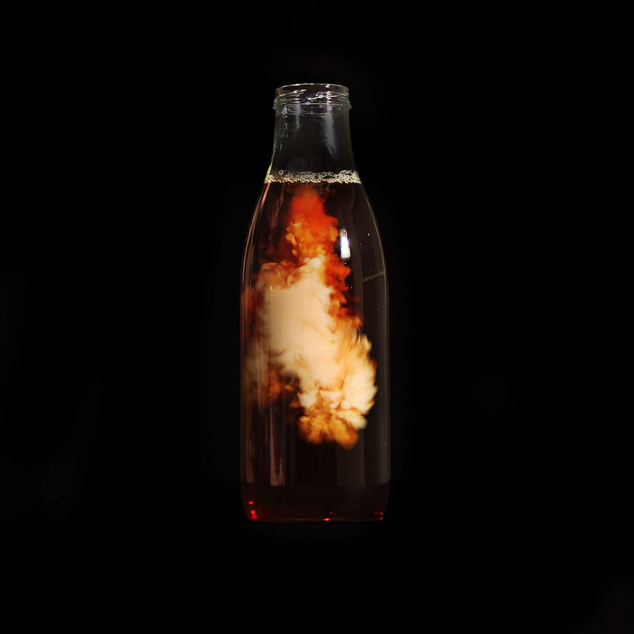 Cloud, Bottle, Tea, Milk, black background, studio shot, no people HD wallpaper