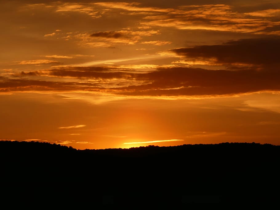 Sunset, Jena, Clouds, dramatic sky, nature, silhouette, yellow HD wallpaper