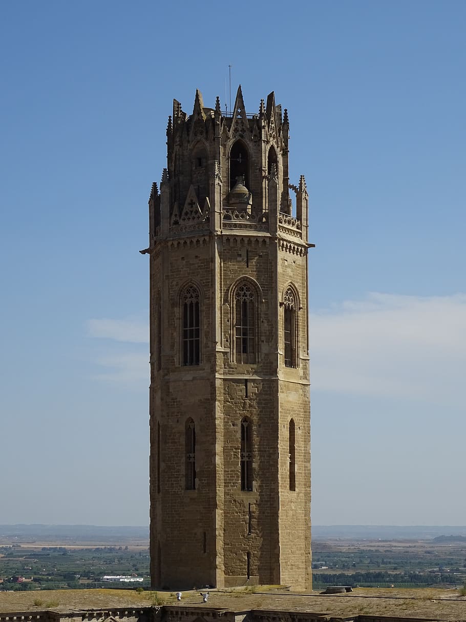 cathedral, catalonia, building, architecture, lleida, bell tower, HD wallpaper