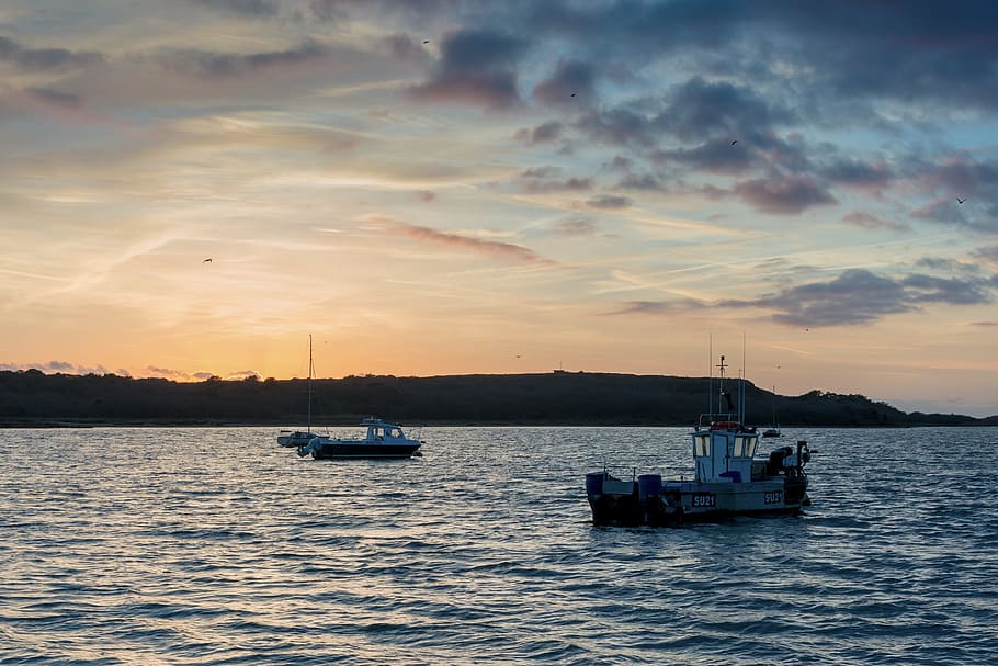 Boat, Sunset, Ship, Sail, Lake, Nature, sea, water, sky, landscape HD wallpaper