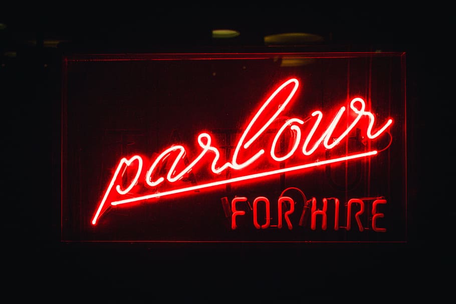 neon, lights, dark, night, red, illuminated, text, open sign HD wallpaper