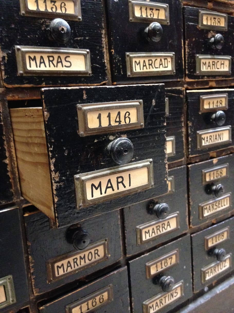 Library, Classification, Drawer, old, mailbox, old-fashioned HD wallpaper