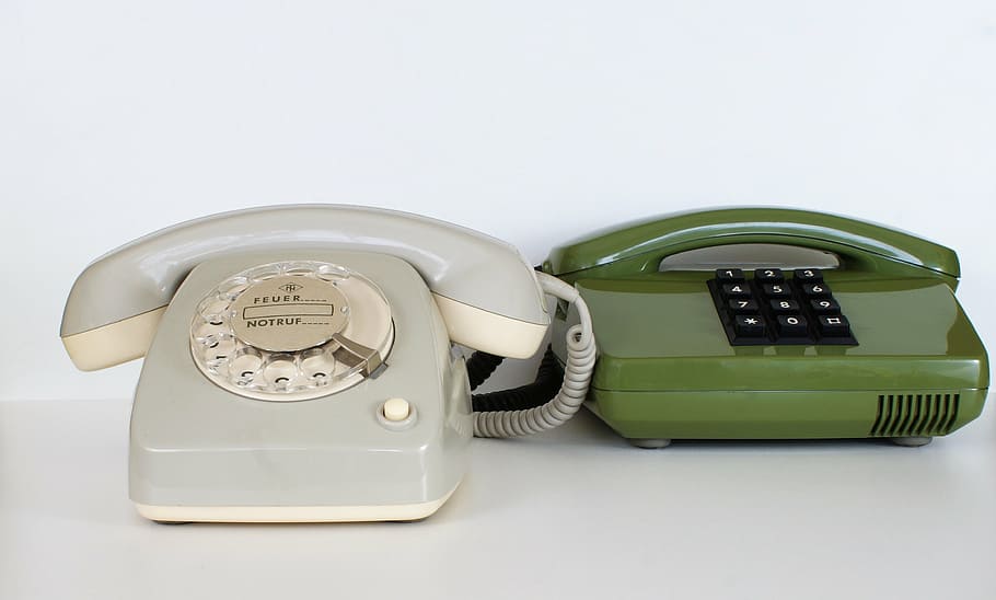 green and white telephones, communication, call center, dial HD wallpaper