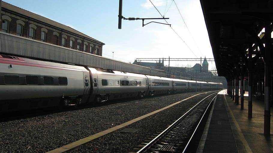 train, the station, light, tracks, speed, railroad track, rail transportation HD wallpaper