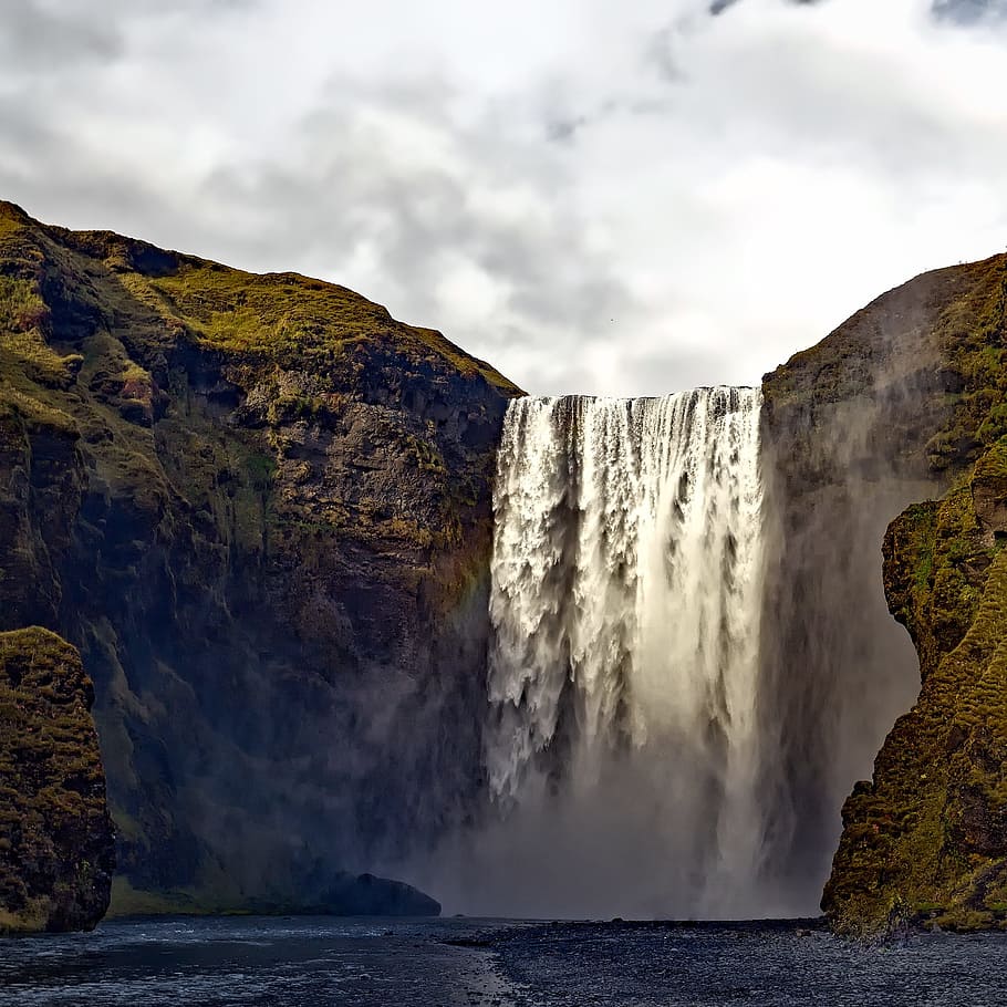 water falls photography during daytime, iceland, waterfall HD wallpaper