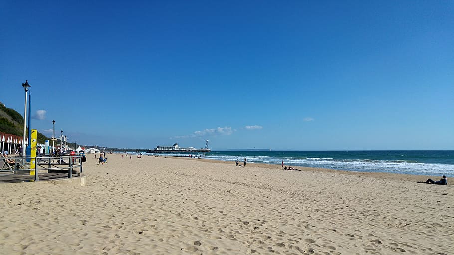 bournemouth beach, seafront, seaside, holiday, vacation, sky HD wallpaper