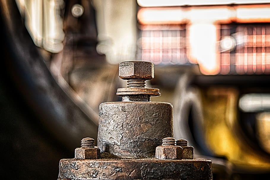 closeup photography of bolt and nut, screw, mother, washer HD wallpaper