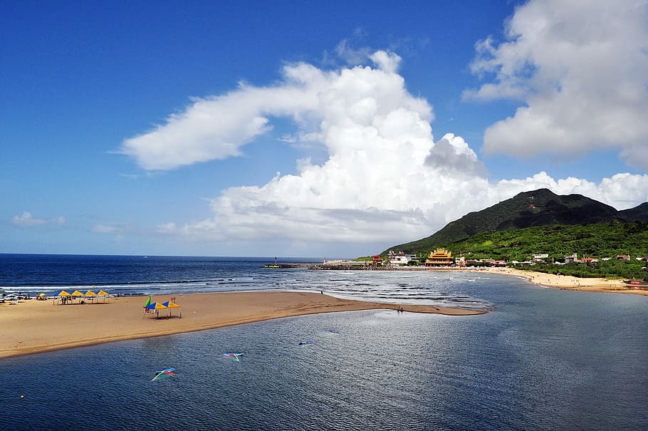 Marine, Vast, Resort, Taiwan, Ilan, the vast, sea, beach, sky, HD wallpaper